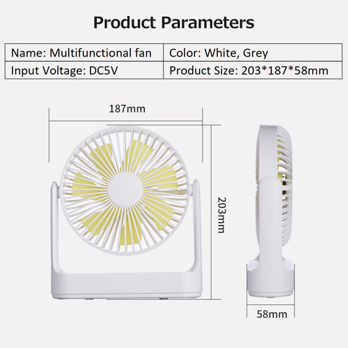 Ventilador De Escritorio Recargable Multifuncional Con 4 Vel