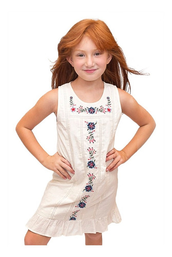 Imagen 9 de 10 de Vestido Algodon Nena Flowers C/ Flores Bordado Witty Girls