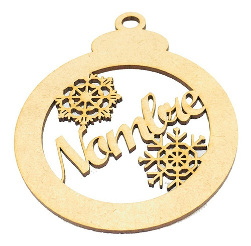 Esferas Navidad Personalizada 10cm Nombre Madera Mdf 10 Pz