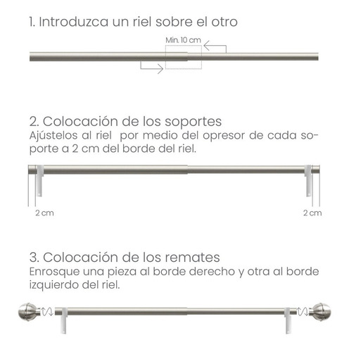 Cortinero Tubular Extensible Dues Remate Esfera 1.10 A 2 M