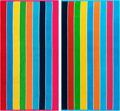 Toalla De Playa Grande Algodón Egipcio 450 Gsm Rayas Colorid