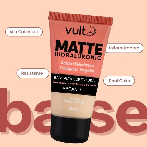Base Matte Hidraluronic Com Colágeno V200 26ml - Vult