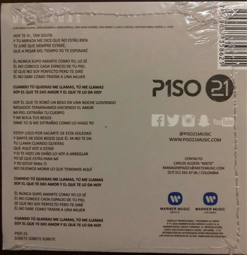 Piso 21 Cd Single Me Llamas