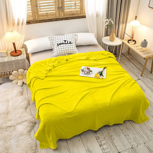 Manta Frazada Cobertores Aborregados Cobija King 180*210cm Amarillo Lisa