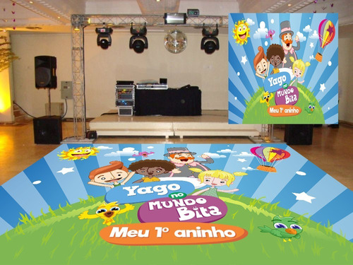 Piso Lona Festa Infantil Mundo Bita 4mx4m + Dupla-face