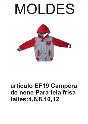 Textil Molderia, Para Campera De Nene Para Tela Frisa 4,6,8,10,12