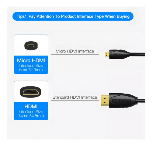 Cable Micro Hdmi A Hdmi Para Camaras Tablet 4k Hd 1080p 2 M