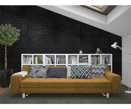 Painel 3d Tijolo Branco Aprova De Água 77x70 Cor Preto