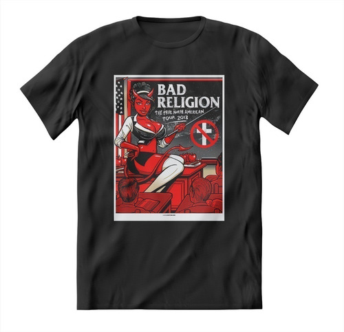 Remera Negra Bad Religión 100% Algodón Dtg 02