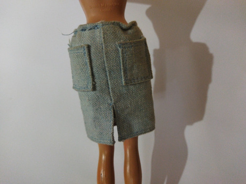 Barbie Ropa Accesorio Falda Mezclilla Deslavado Larga (Usado)