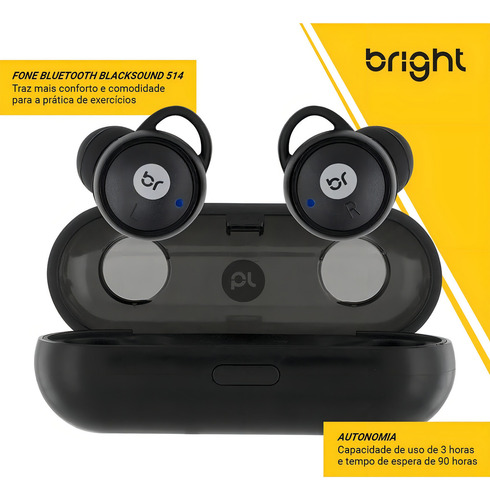 Fone Bluetooth Sem Fio Blacksound Com Microfone Bright 514