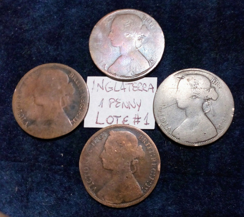 Monedas Inglaterra. One Penny 1861/1887, Todas Dif. Lote X 8 (Usado)