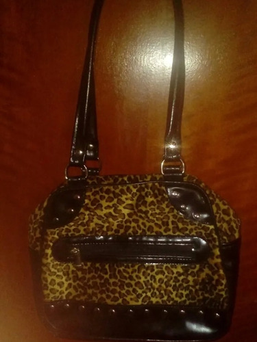 Cartera Estilo Leopardo Peluche Y Cuero Eco!