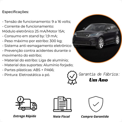 Estribo Elétrico Automático Land Rover Velar 20-22 Retrátil