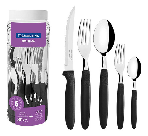 Set 30 Cubiertos Tramontina Ipanema Juego Frasco Oferta Fac