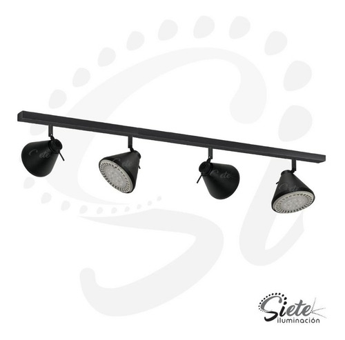 Imagen 2 de 4 de Aplique Barral 4 Luces Spot Cono Led Ar111 Riel Base Regleta