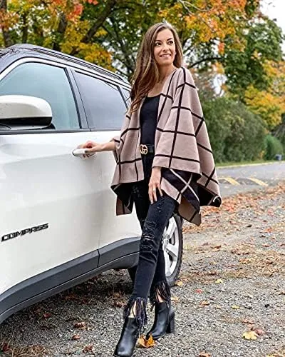 Moss Rose Womens Travel Gift Shawl Wrap Poncho Ruana Cape