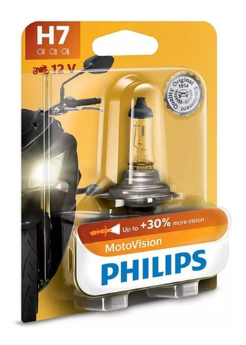 Lampara Philips H7 Moto Amarilla Motovision Halogena Nolin