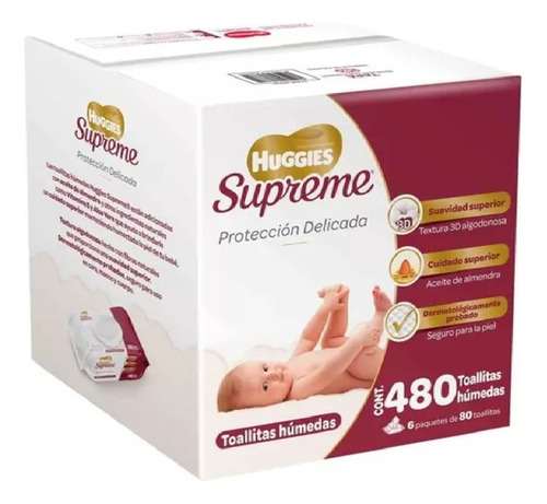 Toallas Humedas Huggies Supreme 480 6 Pack De 80 Toallas C/u