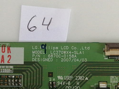 64. Tarjeta T Con 6870c-0158a Tv LG LG 37lc7d-uk (Usado)