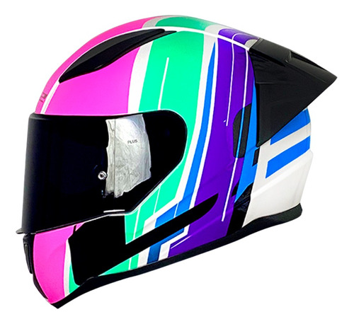 Casco Para Moto Rapid Flag Blanco/neon/fucsia Brillo