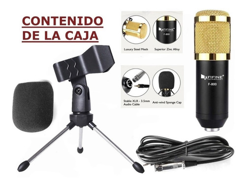 Imagen 7 de 10 de Microfono Condenser Fifine F-800 Estudio Con Pie De Mesa