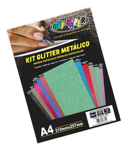 Kit Glitter Metalico - 10 Cores Sortidas - 10 Folhas