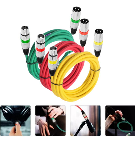 Cable Xlr 2/5/10m Para Micrófono&luz Dj Macho A Hembra 3paqu