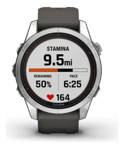 Relógio Garmin Fenix 7s Pro Solar Prata C/ Pulseira Grafite