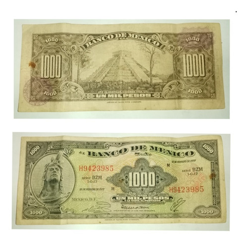 Billete De 1000 Serie Bzm Año 1977 