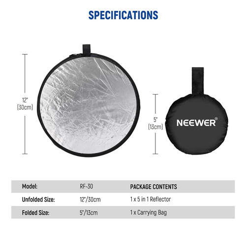 Difusor Reflector De Luz Neewer De 12 Pulgadas/30 Centímetro