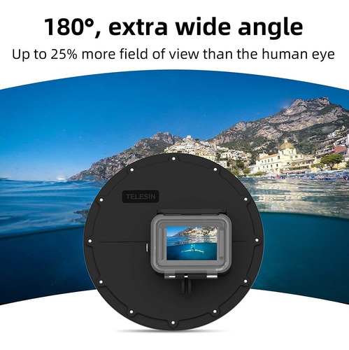 Imagen 1 de 2 de Telesin Cúpula Puerto Para Gopro Héroe 9 Negro, Funda De Buc