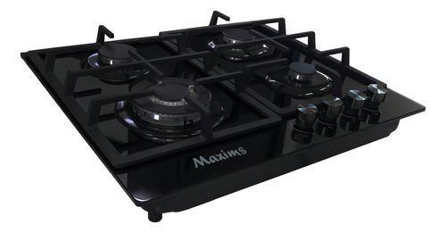 Parrilla A Gas De Cristal Templado Maxis Hbh4gs, Parillas De Hierro, 4 Quemadores, Color Negro