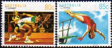 Australia 2 Sellos Deportes V: Squash Y Trampolín Año 1991 