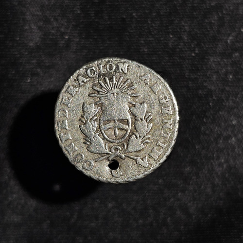 Moneda Riojana De Plata 1/2 Real 1854 Confederación Argentin (Usado)