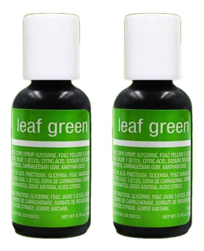 Juego 2 Colorantes Comestible Gel Verde Hoja 20ml Chefmaster