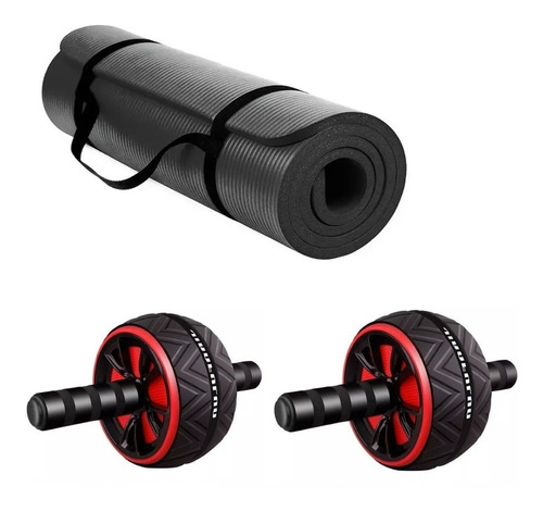 Colchoneta Yoga Fitness Gym + 2 Ruedas Doble Abs Reforzada