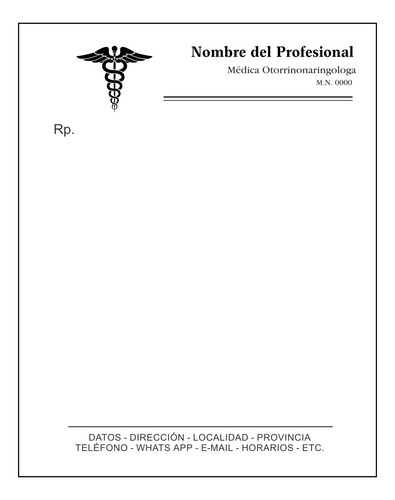 Recetario Medico Personalizado 14,5x21cm 4 Block X 100hj.