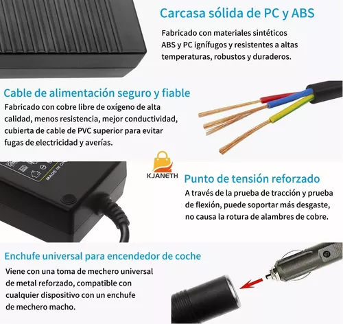 60W AC Adaptador Con /12V Dc Coche Mechero Enchufe Convertidor Para  Dispositivos