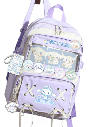 Mochila Cinnamoroll Para Niña Con Accesorios Kawaii Pins