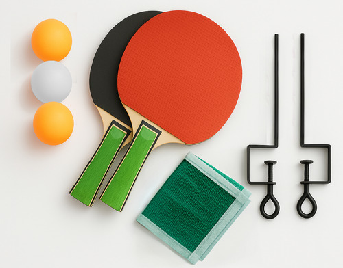 Paletas De Ping Pong + 3 Pelotas + Malla Para Mesa