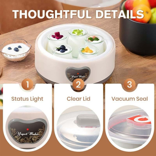 Máquina Para Hacer Yogur Probiótico, Acero Inoxidable, 1,2 L