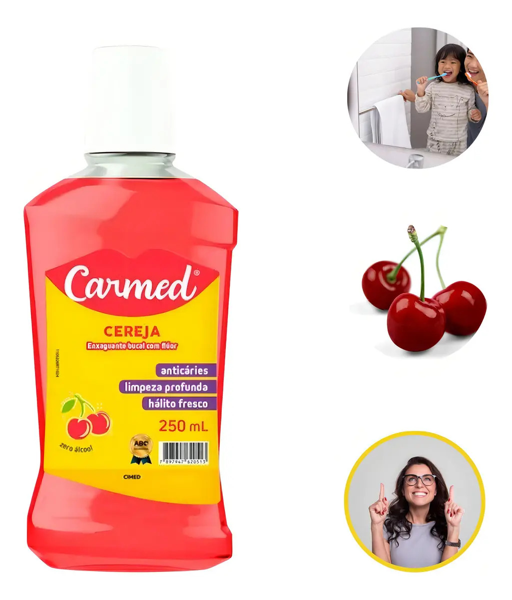 Enxaguante Bucal Carmed Cereja 250ml Anticáries Cimed