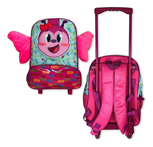 Mochila Infantil Borboleta Escolar Rodinha Rosa