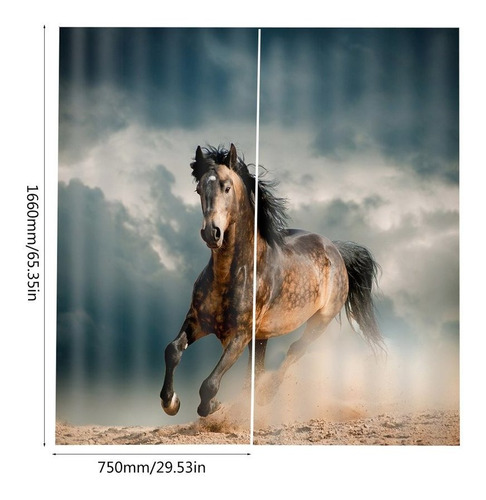 Indow - Cortina Para Cojín, Diseño De Caballo, 150 X 166 C