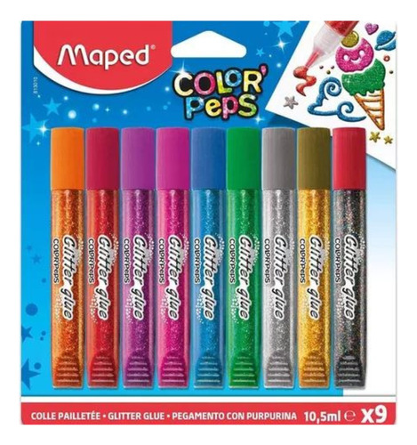 Purpurina Glitter Glue X9 Tubos  Pegamento Maped