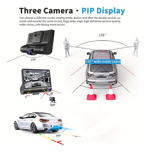 Videocámara de coche gran angular de 170° Z 1080p HD Con tarjeta de memoria de 32g