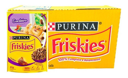 Caixa 15 Sachê Friskies Gatos Adultos Cordeiro 85g 