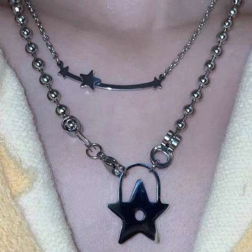 (a) Collar Con Colgante De Estrella Y Sonrisa Para Mujer, Ni