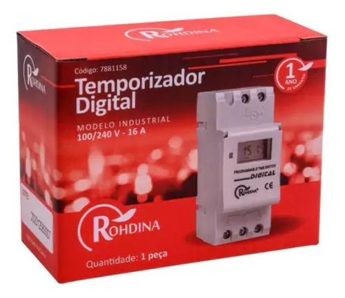 Temporizador Timer Digital Trilho Din 32mm Rohdina